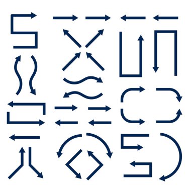 Beyaz arka plan üzerinde izole okları kümesi