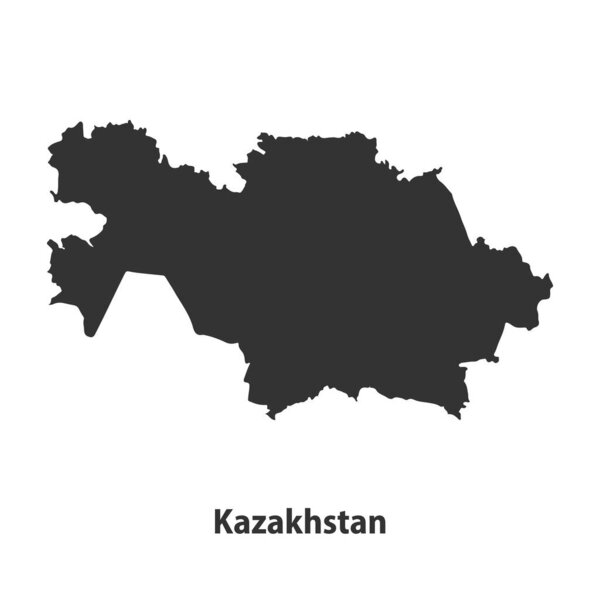High quality Silhouette map of Kazakhstan Isolated on White Background
