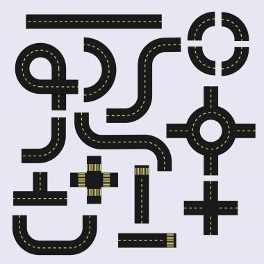 İşaretli Bağlanabilir Asfalt Sokak Yolları Koleksiyonu