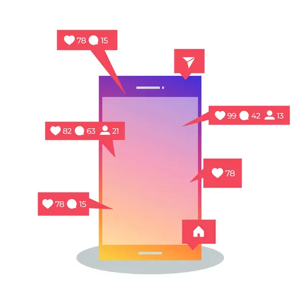 Sosyal Medya Uygulaması Konsepti ile Düz Akıllı Telefon