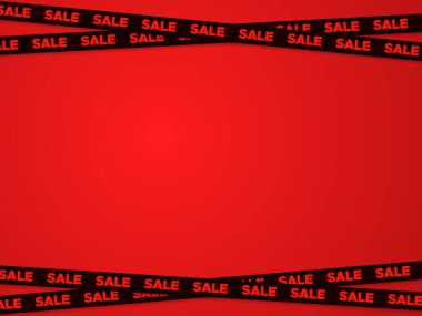 Kademe Kırmızı Arkaplan Siyah İndirim Kurdeleleri