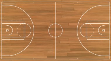 Çizgi Desenli Yatay Basketbol Sahası