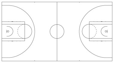Çizgi Desenli Yatay Basketbol Sahası