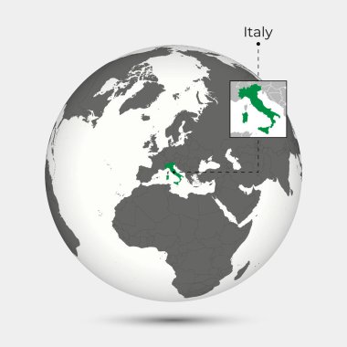 Dünya 'daki Konumu Olan İtalya Haritası