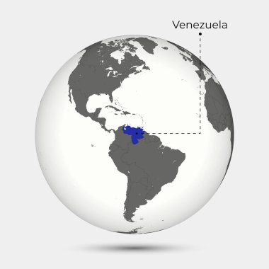 Map of Venezuela with Position on the Globe clipart