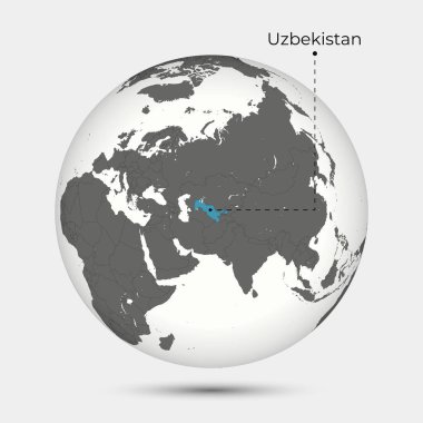 Dünya üzerinde Konumu Olan Özbekistan Haritası