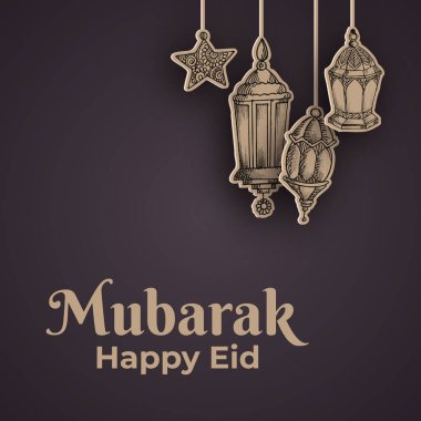 Eid Mubarak Greeting Islamic Illustration Background clipart