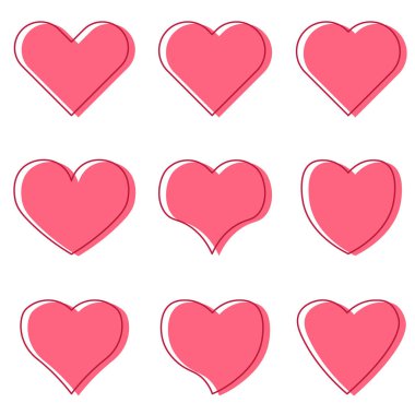 Collection of Illustrated Heart Icons with Different Shapes clipart