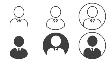 Beyaz Arkaplanda izole edilmiş Kullanıcı Profili Simgelerinin Kümesi