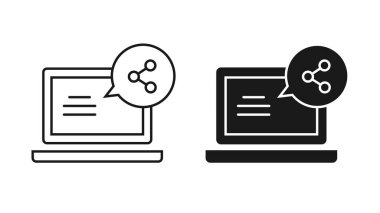 Geometrik ve Organik Şekillerde Bilgisayar Ağı Simgesi Tasarımı
