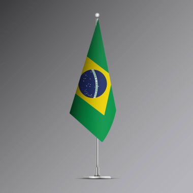 Çelik direkte Brezilya 'nın 3D gerçekçi bayrağı