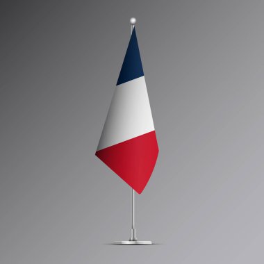 3D realistic flag of France on steel pole