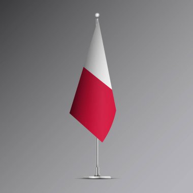 Polonya 'nın 3 boyutlu gerçekçi bayrağı çelik direğin üzerinde