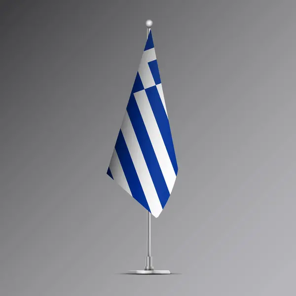 Çelik direkte Yunanistan 'ın 3D gerçekçi bayrağı