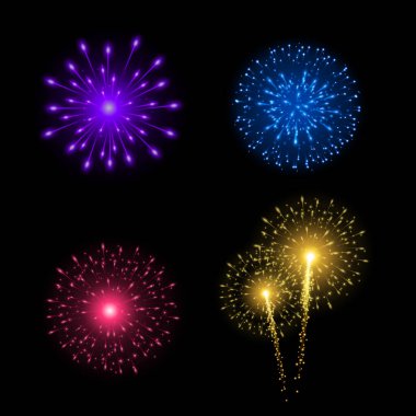 Firework Explosion Isolated on Dark Background clipart