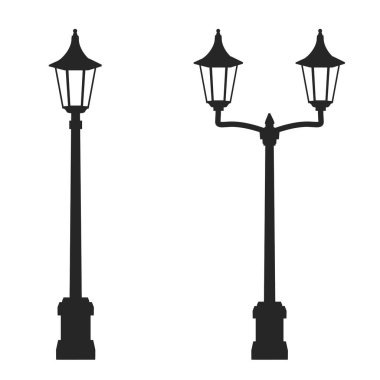 Beyaz arka planda izole edilmiş sokak lambaları