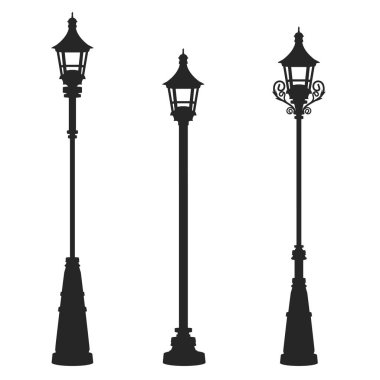 Beyaz arka planda izole edilmiş sokak lambaları