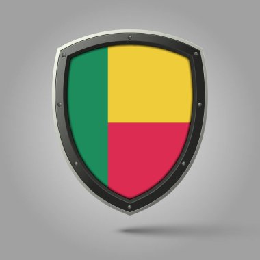 Orijinal Renkli BENIN Bayrağının Ulusal Kalkanı