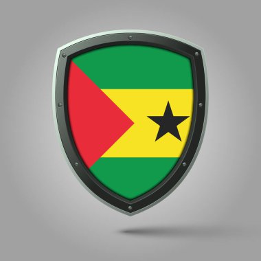 SAO TOME Bayraklı Ulusal Kalkan Orijinal Renkli