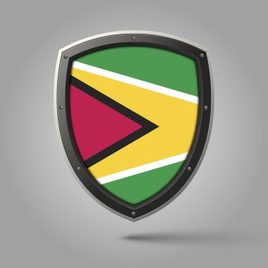 GUYANA Bayraklı Ulusal Kalkan Orijinal Renkli