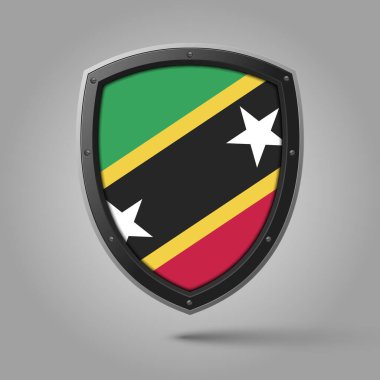 SAINT KITTS Bayraklı Ulusal Kalkan Orijinal Renkli