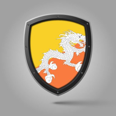 Orijinal renkte BHUTAN Bayrağının Ulusal Kalkanı