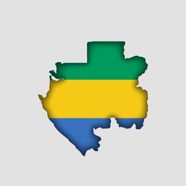 Vücudunda bayrak olan GABON Haritası