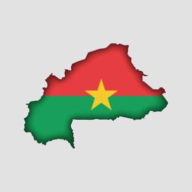 BURKINA FASSO Map with flag in body clipart