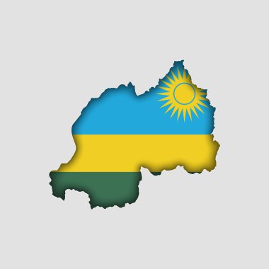Vücudunda bayrak olan Rwanda Haritası