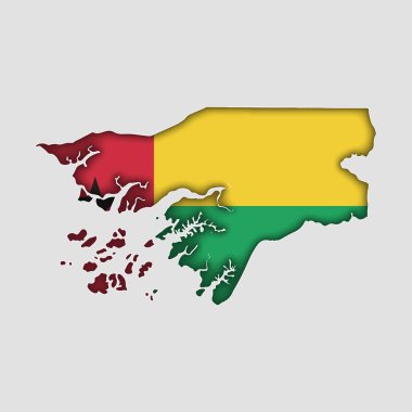 GUINEA BISSAU Map with flag in body clipart