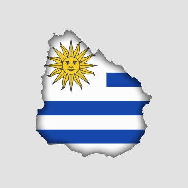 Uruguay Map with flag in body clipart