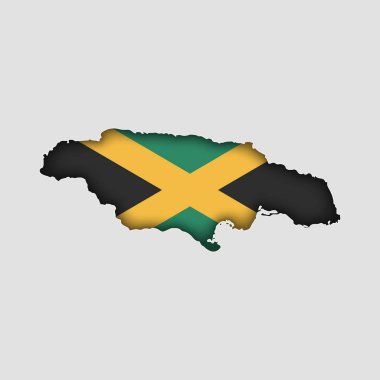 JAMAICA Map with flag in body clipart