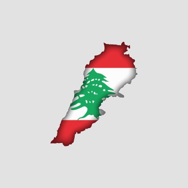 LEBANON Map with flag in body clipart