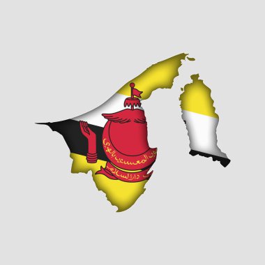 BRUNEI Map with flag in body clipart