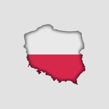 POLAND Map with flag in body clipart