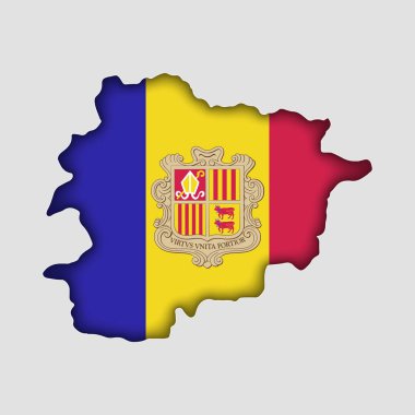 ANDORRA Map with flag in body clipart