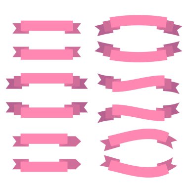 Çeşitli Basit Kurdeleler Çerçevesi Beyaz Arkaplanda İzole Edildi