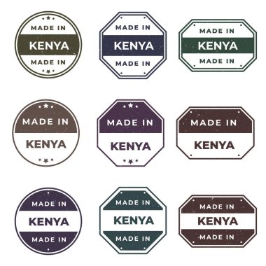 Set of Made In KENYA Labels Ready to use for Product Emblem clipart