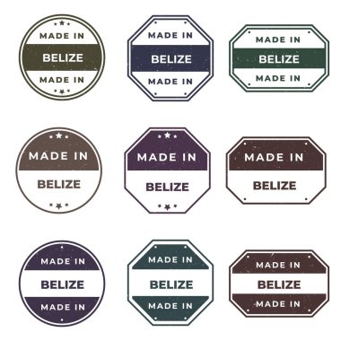 Set of Made In BELIZE Labels Ready to use for Product Emblem clipart