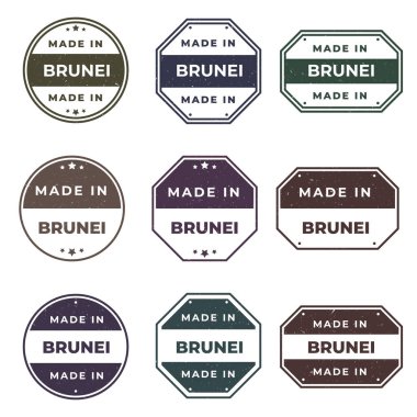 Set of Made In BRUNEI Labels Ready to use for Product Emblem clipart