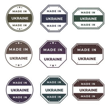 UKRAINE Etiketleri Ürün Amblemi İçin Kullanıma Hazır