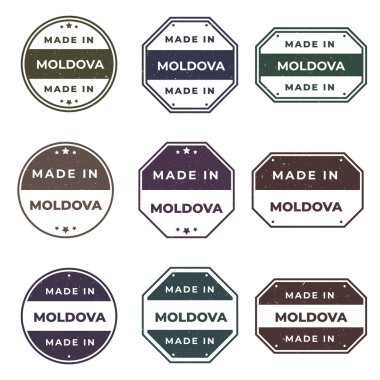 Set of Made In MOLDOVA Labels Ready to use for Product Emblem clipart