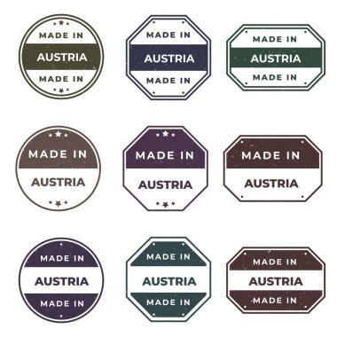 Set of Made In AUSTRIA Labels Ready to use for Product Emblem clipart