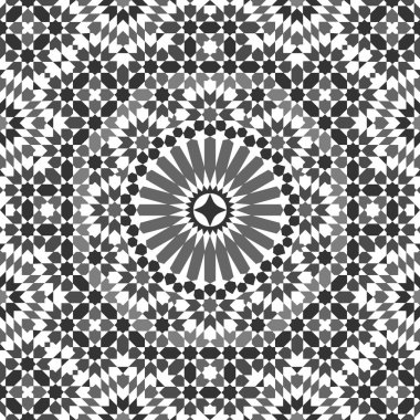 Moroccan Zellige Pattern with Geometric Shapes and Grayscale Colors clipart