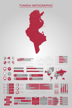 Ticari Bilgi Elemanlarıyla Tunus Harita Şablonu