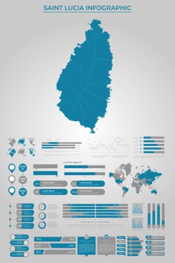 SAINT LUCIA Map Template with Business Infographic Elements clipart