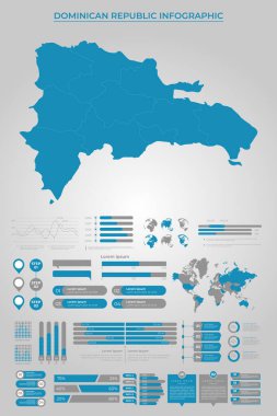 DOMINICAN İş Bilgileri Öğeleri ile REPUBLIC Harita Şablonu