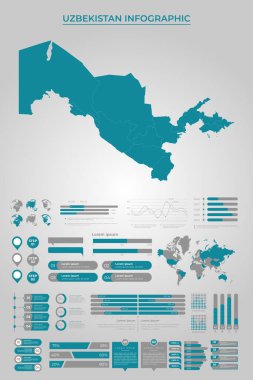 UZBEKISTAN Map Template with Business Infographic Elements clipart