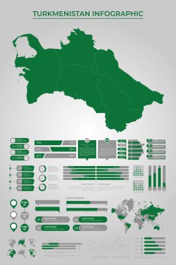 İş Bilgileri ile TURKMENISTAN Harita Şablonu
