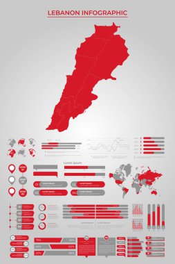 Ticari Bilgi Elemanlarıyla LEBANON Harita Şablonu